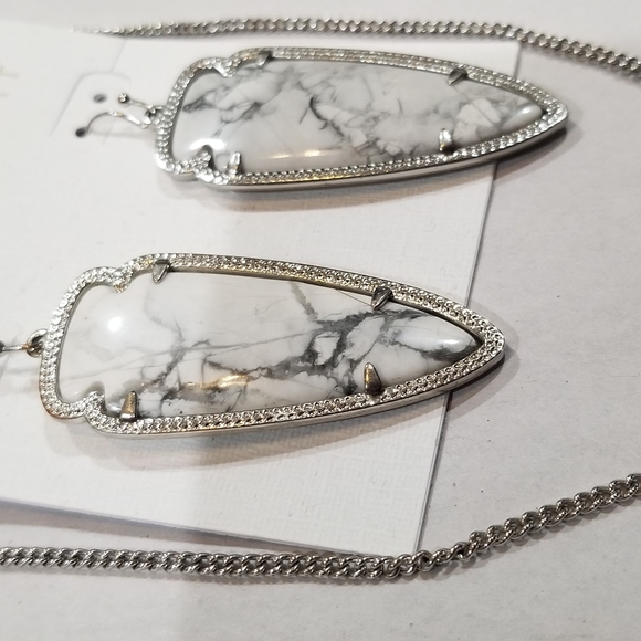 Rare White Howlite Dylan Necklace Skylar Earrings Beautiful Marbling - Picture 6 of 8
